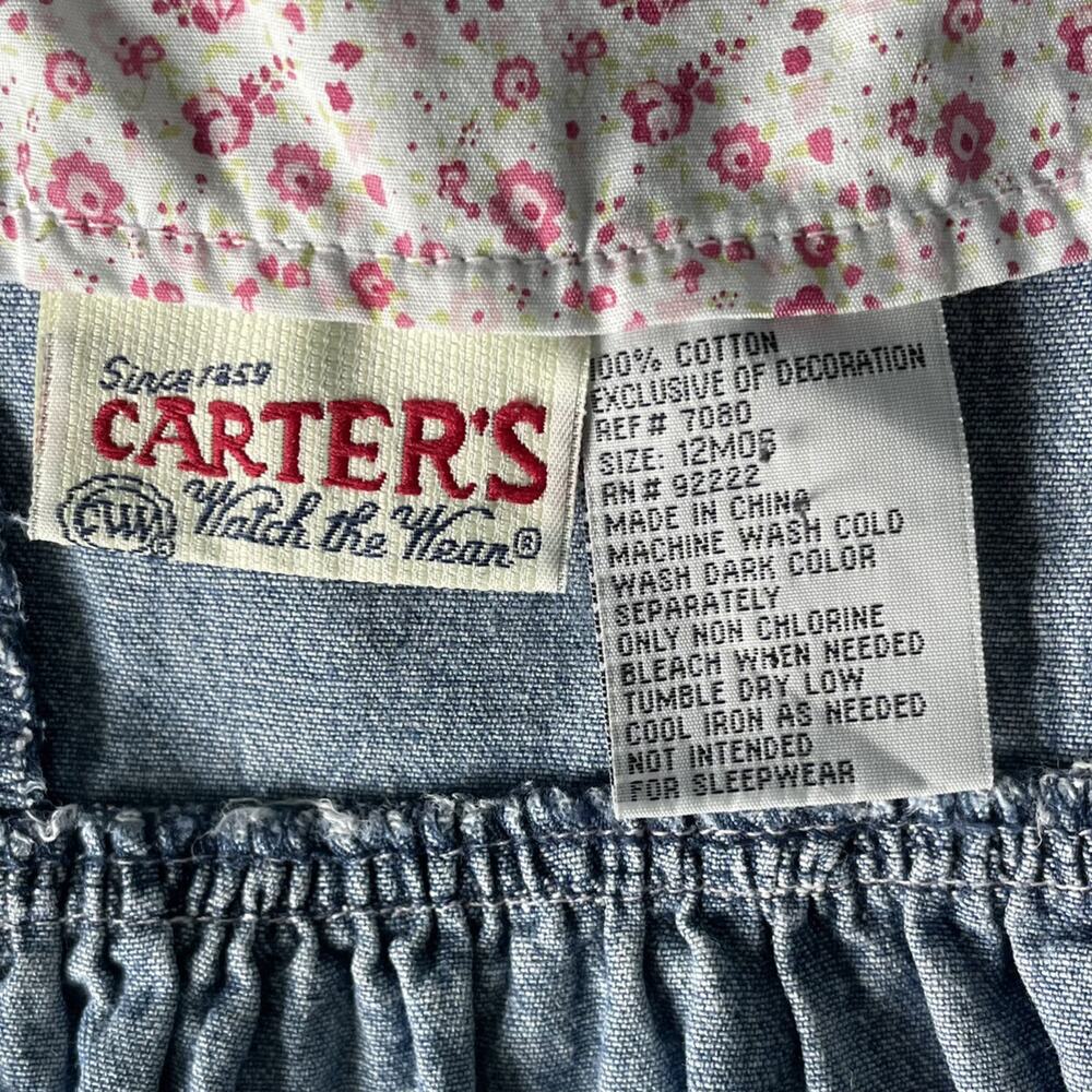 Vintage Carters Watch The Wear Denim Embroidered Dress Size 12M - Picture 8 of 10